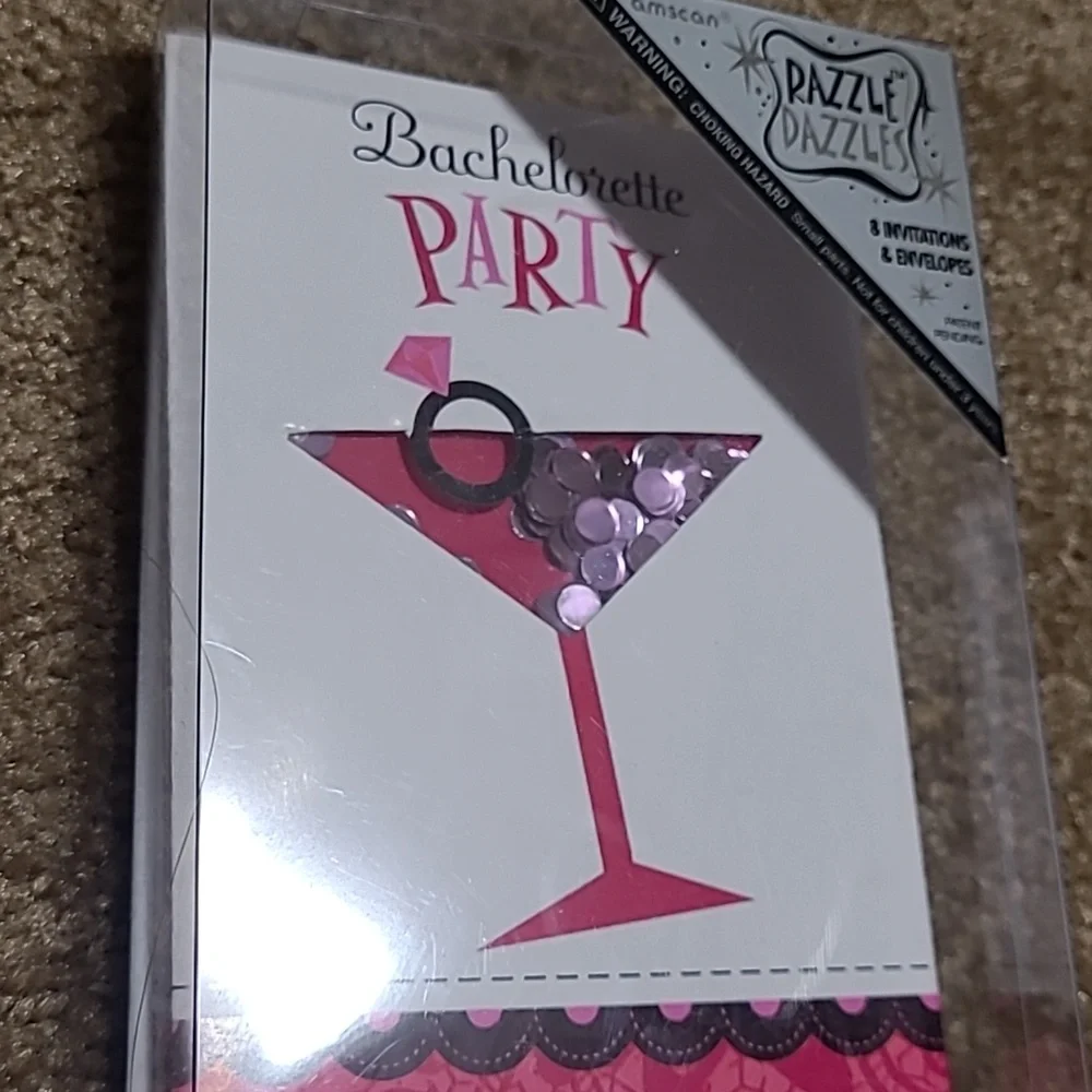 Pink Bachelorette Party Tiara & Invitations Set